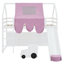 Lit mezzanine en bois simple avec structure en forme de maison avec tente, blanc et rose