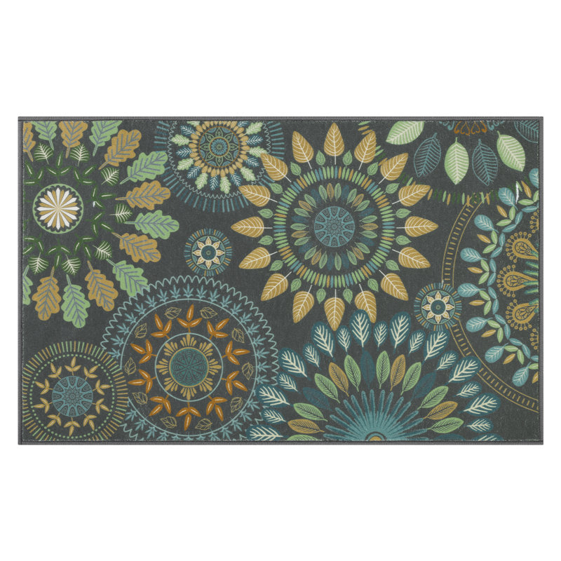 Mcnish Machine Washable Non Slip Kitchen Mat, Dark Green
