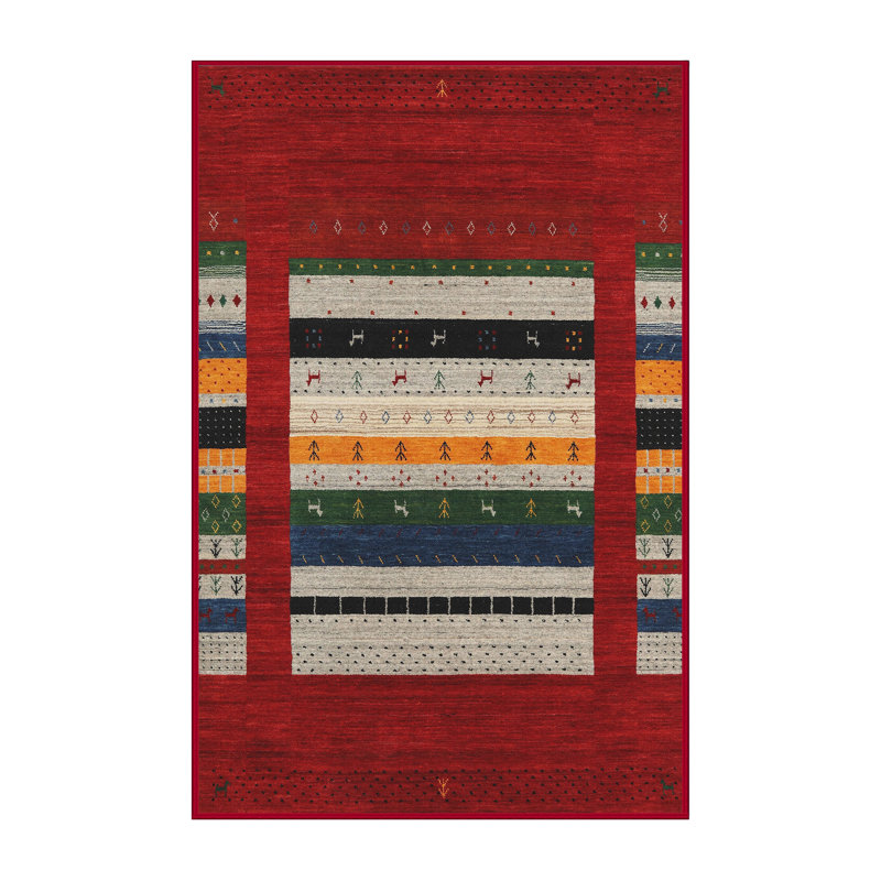 Tapis marron / vert Sati, Rectangle 5 pi x 7 pi