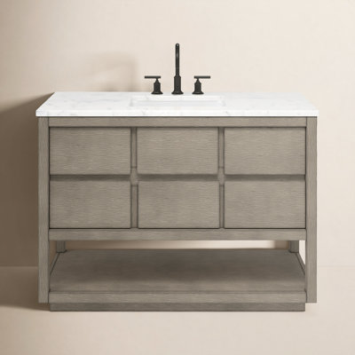 Artemus Tessa 48 In. Mango Wood Carrara White Marble Countertop Bath Vanity
