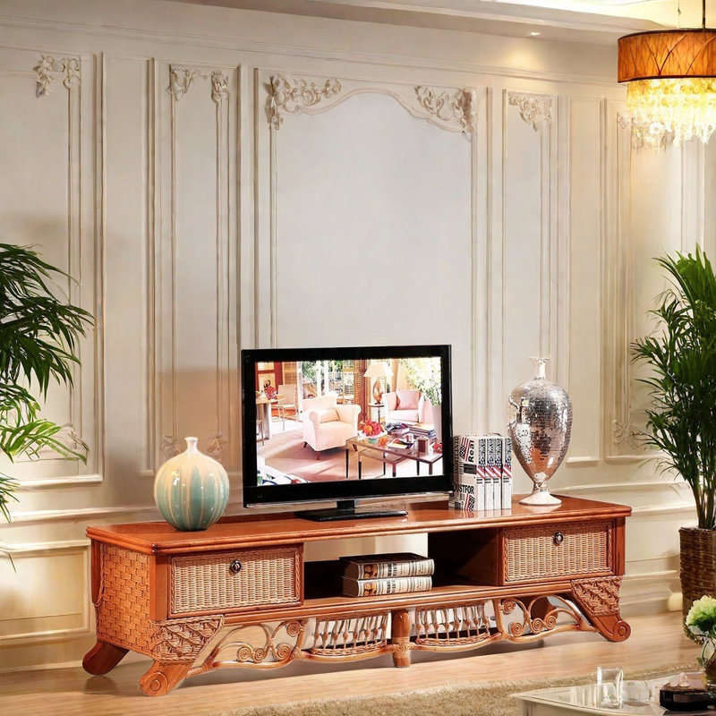 Meuble télé en rotin de style américain, 62.99''