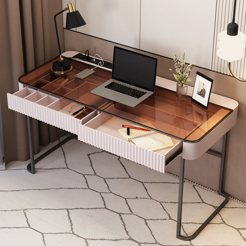 Winningham Rectangle Writing Desk, Beige/Black, 29.5" H x 50" W x 23" D