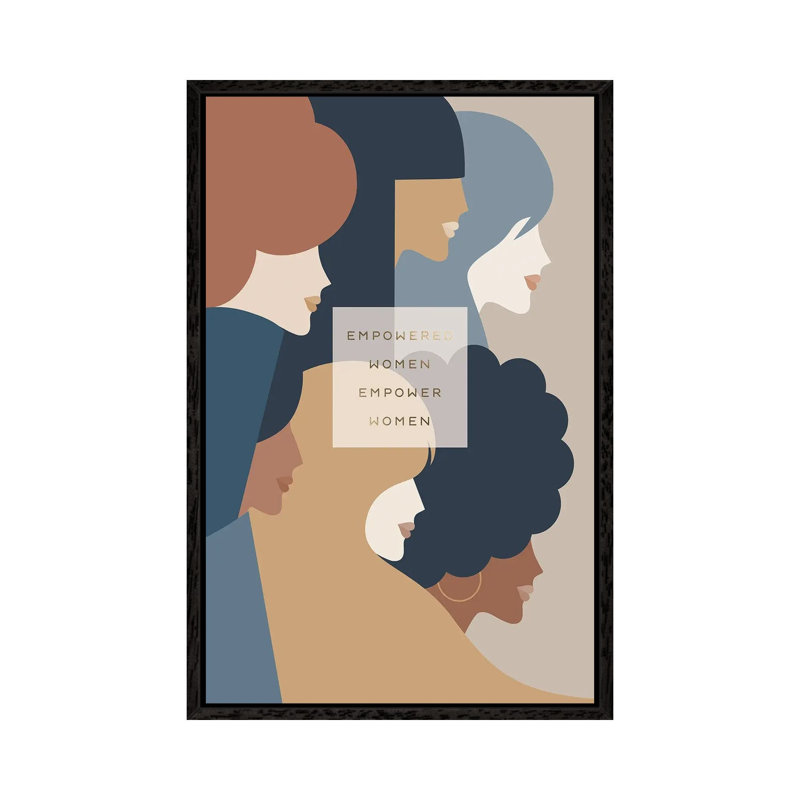 Girl Power Empowered Woman Earthy Stationery, Black Framed, 66.04 cm H x 45.72 cm W