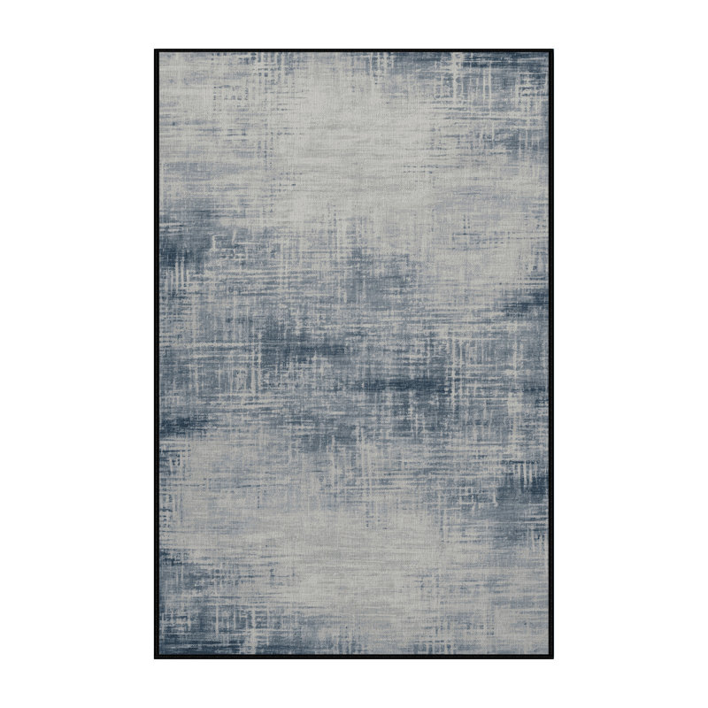 Tapis abstrait gris lavable à la machine, Rectangle 2 pi x 3 pi