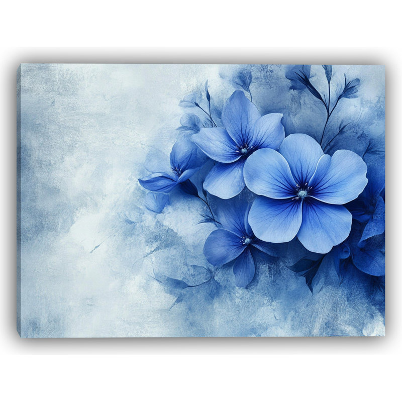 Blue Petal Elegance - Wrapped Canvas Print