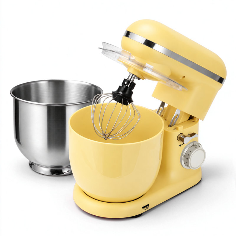 3.5-Quart Dual-Bowl Tilt-Head Stand Mixer with 300W Motor, Butter Yellow