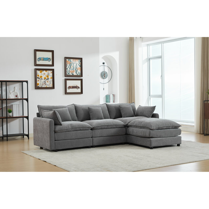 Élégant lieu de repos 3 en chenille grise décorative pratique
