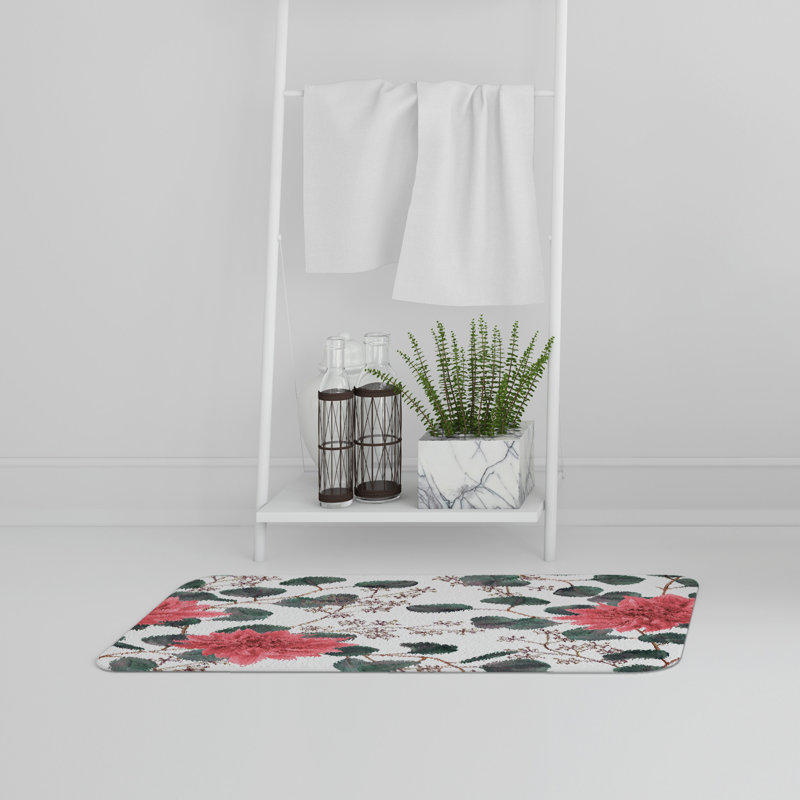 Aivry Memory Foam Non-Slip Bath Rug, Floral 10