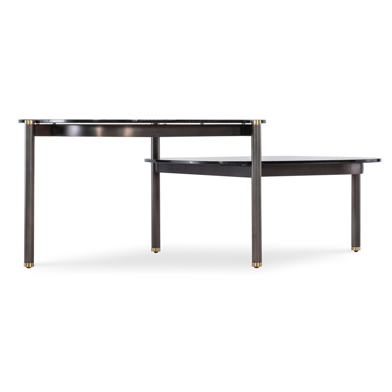 Grayson Smoked Glass and Wood Rectangular Coffee Table