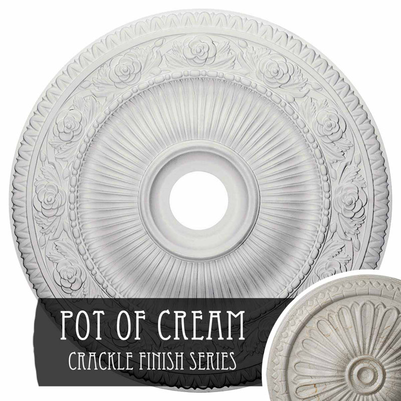 24 médaillons de plafond 24 1/4 po x 3 7/8 po x P 2 po Logan (convient aux auvents jusqu'à 6 1/8 po), Pot de crème craquelé