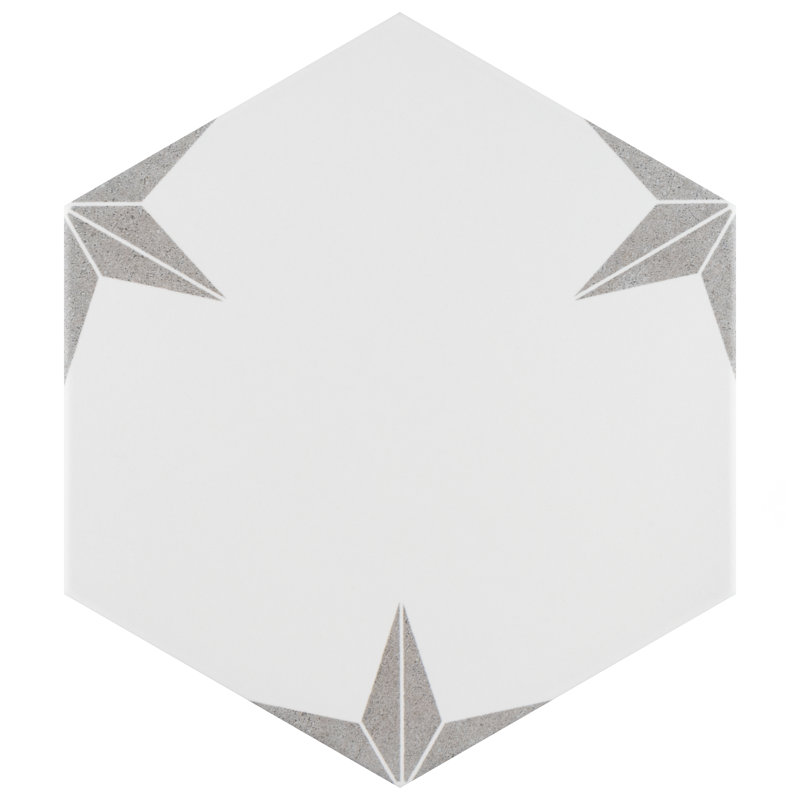 Carreau de porcelaine à motif hexagonal 9 po x 10 po Stella, Argent