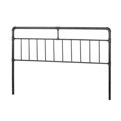 King Size Bed Headboard Featuring Iron Tube Frame, Piped Design, Flat Black Look, 1.99 In Width Industrial Style, Pipe , Finish, 48.22 Height