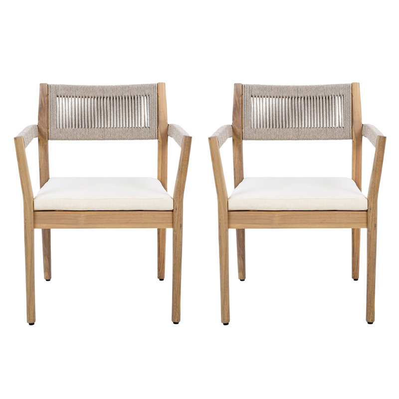 Chaises de salle à manger d'extérieur en bois d'acacia, Beige