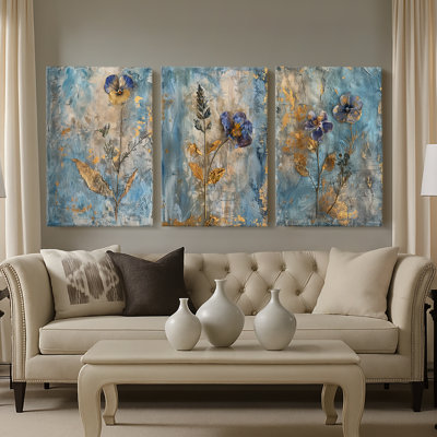 FLORAL Series XL  -Custom Wrapped Gallery Canvas - 3 Pieces