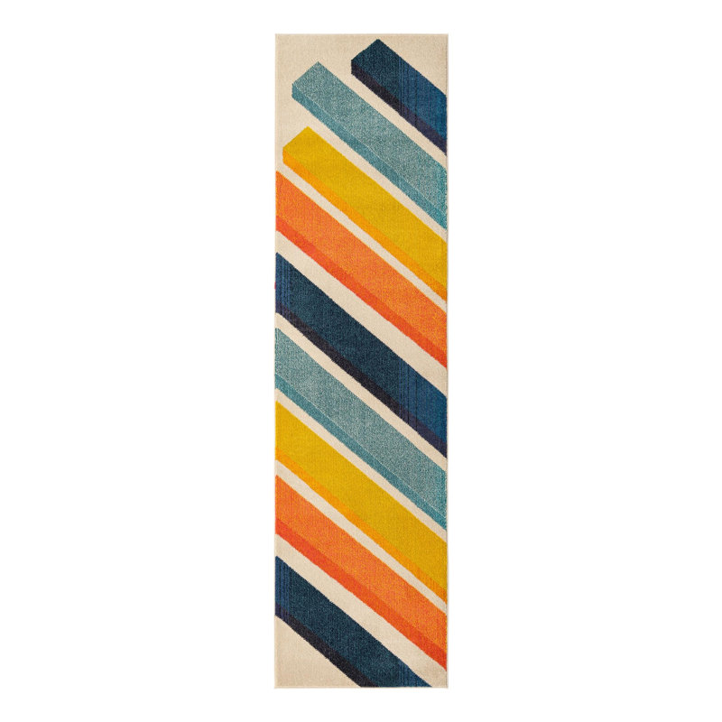 Tapis beige à motif géométrique Gostkowski, Tapis de couloir 2 pi 7 po x 10 pi