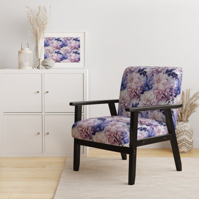 Exquise beauté mauve à motif floral - Fauteuil de ferme rembourré, chaise d'appoint mauve