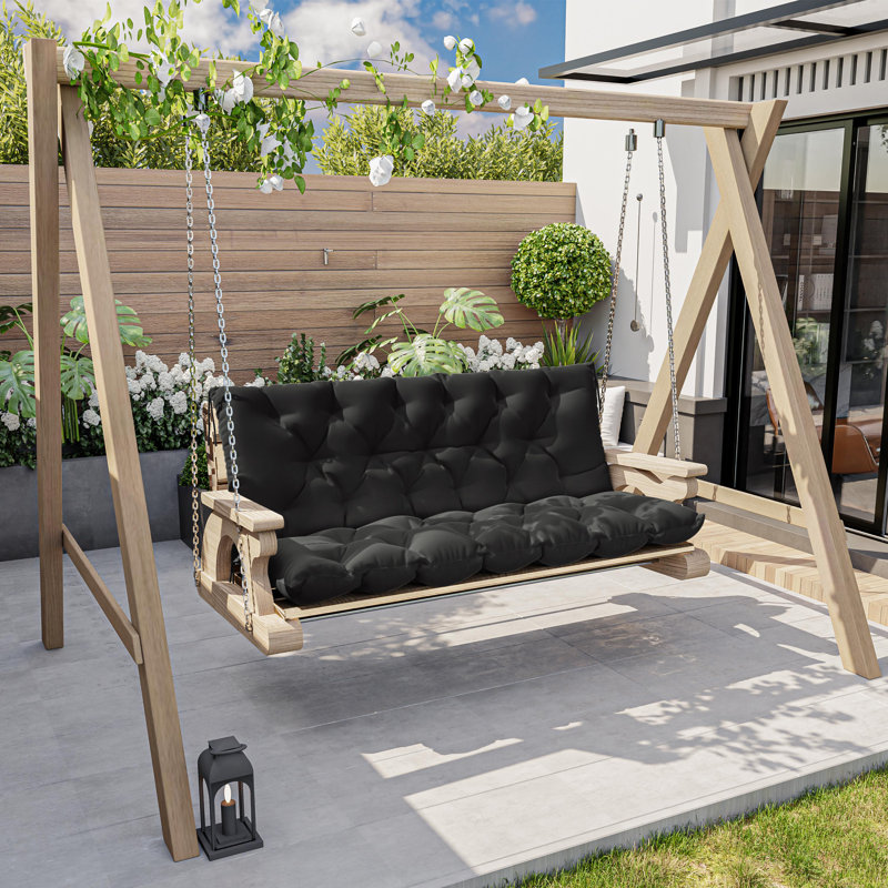 Coussin d'extérieur imperméable pour banc de jardin, Noir, L 60 po x P 40 po