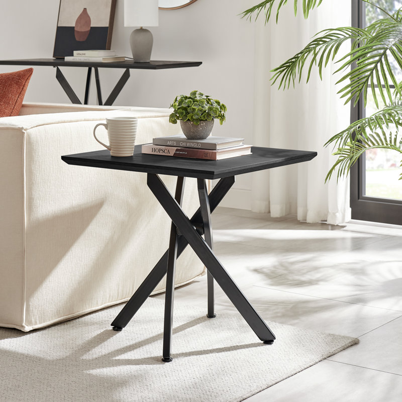 Lenworth Cross Legs End Table, Black