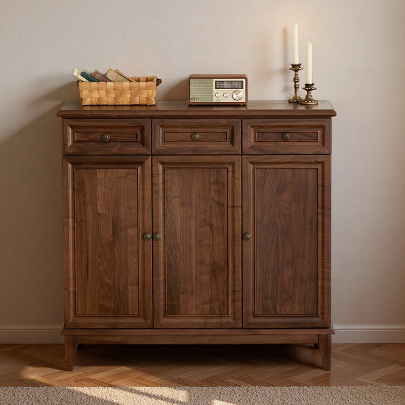 Retro solid wood furniture storage shoe cabinet