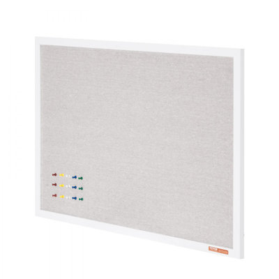  White Cork Board with Linen Surface – Stylish Wall-Mounted Bulletin Board for Home, School, Office – Elegant & Functional Noticeboard