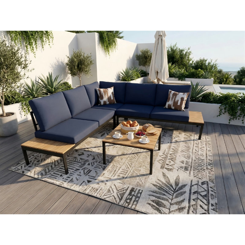 Outdoor Patio Furniture  Patio Furniture Set Sofa, Dark Blue