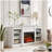 Media Console Table with Large Storage Cabinet, with 23" Fireplace Insert, for TV Up to 70'', Modern TV Media Entertaionment Stand, White, 65.75"W*17"D*32.48"H