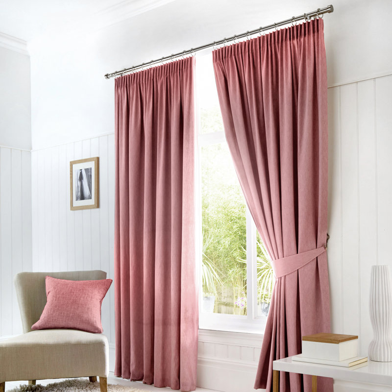 Blackout Curtain Pair, Blush, Width 117 x Drop 183 cm