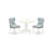 3 Piece Dinette Set for Small Spaces Contains a Round Dining Table with Pedestal and 2 Baby Blue Linen Fabric Upholstered Chairs, Linen White-889851801-889851800-889851803