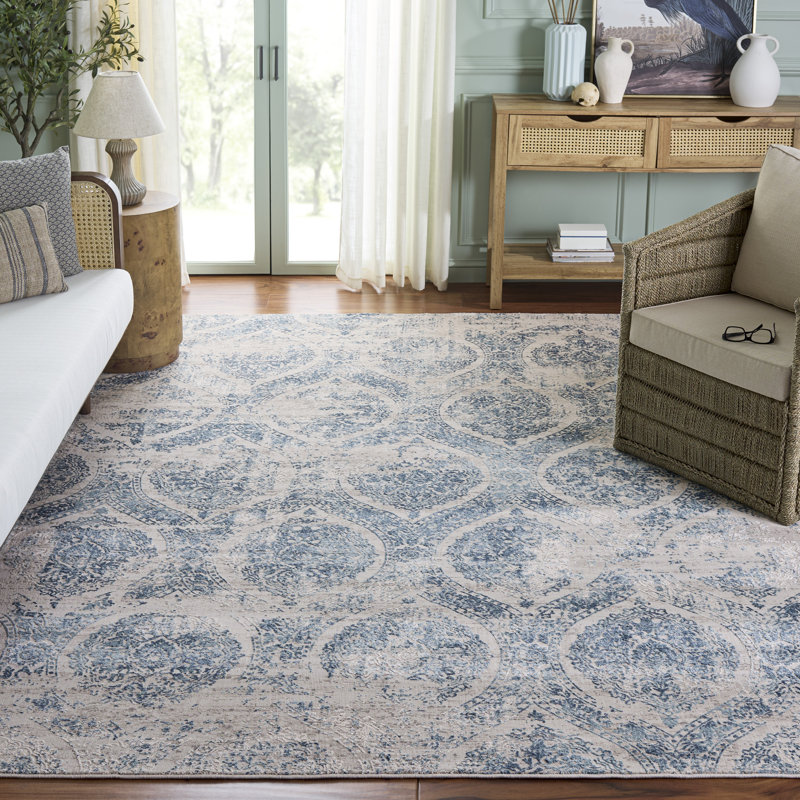 Tapis bleu / beige Maliyha, Tapis de couloir de 2 pi x 7 pi