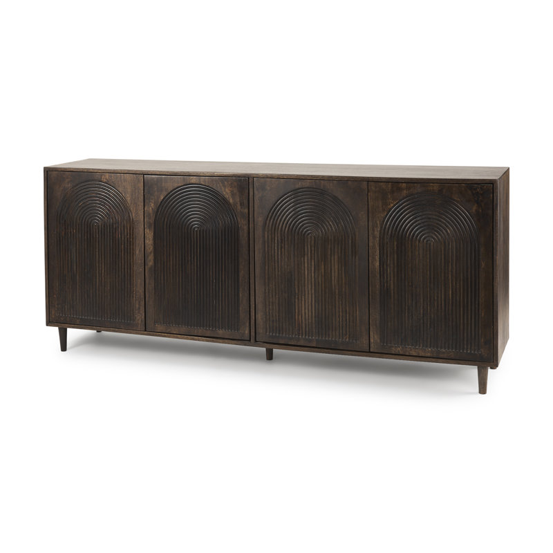 Buffet en bois massif de manguier de 71,75 po de largeur Claudia, Brun foncé