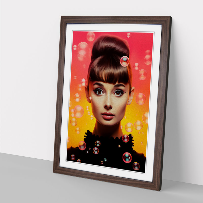 Single Picture Frame Print on Wood, 64cm H x 46cm W, Walnut Framed