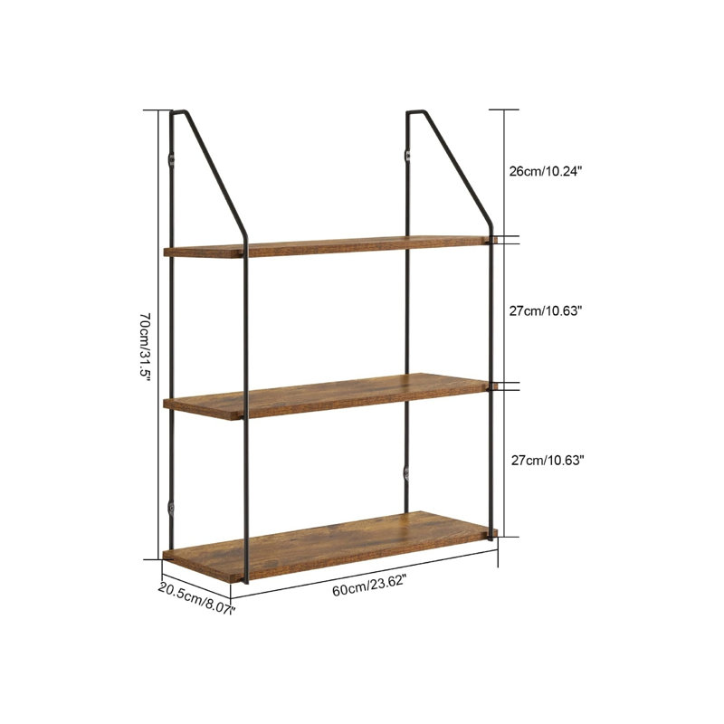 60cm W Metal Wall Mounted Shelving Unit