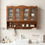 Armoire murale 39,37 "à 4 portes rétro, avec deux niveaux de rangement et un support à crochets ouverts, convient aux salles de bain, cuisines, salles à manger, brun-1029466742