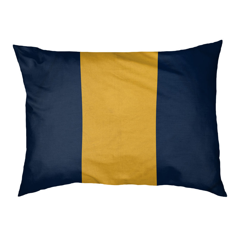 Coussin rectangulaire designer Los Angeles, Moyen (L 30 po x l 40 po), Bleu/doré