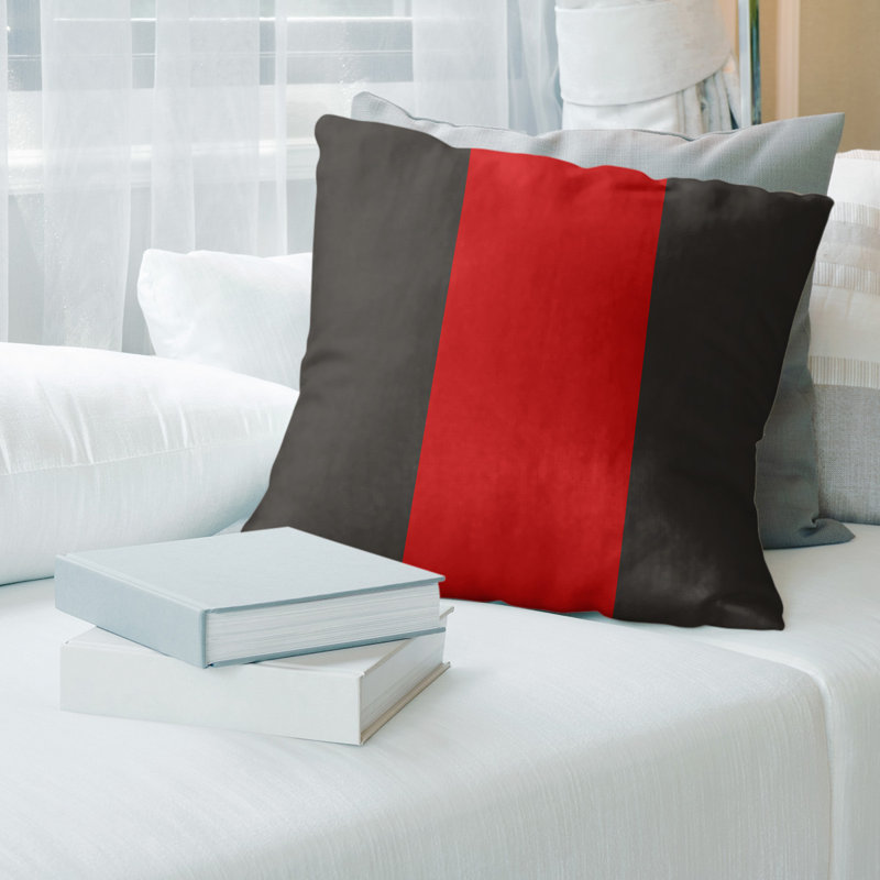 Coussin décoratif, 16 po x 16 po, Duvet synthétique, Étain / Rouge