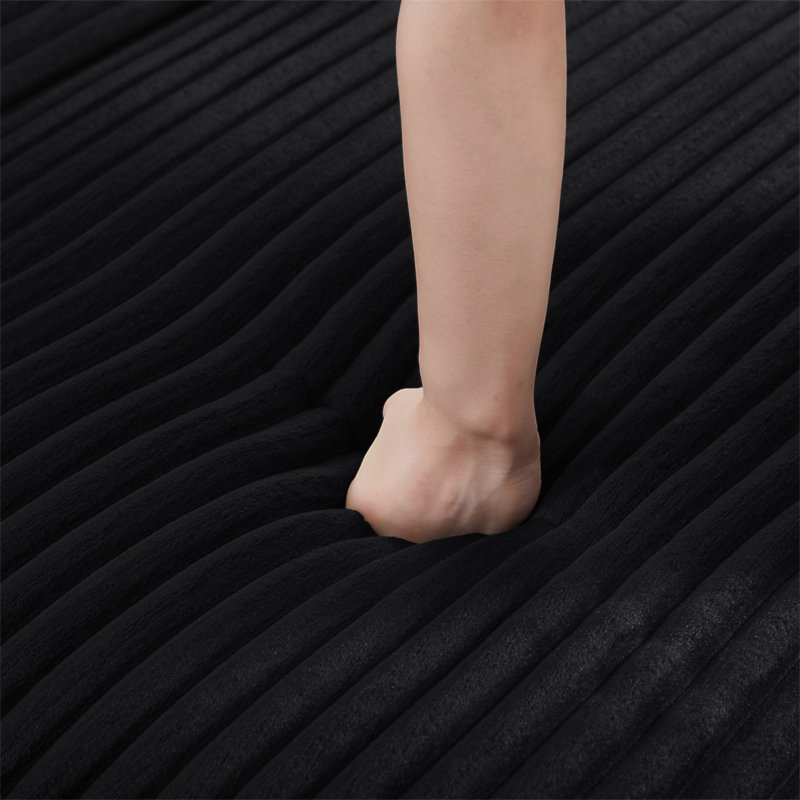 Canapé modulaire en forme de U Canapé modulaire rembourré en L de 125,2 po avec repose-pieds mobile et poches de rangement latérales pour le salon, noir