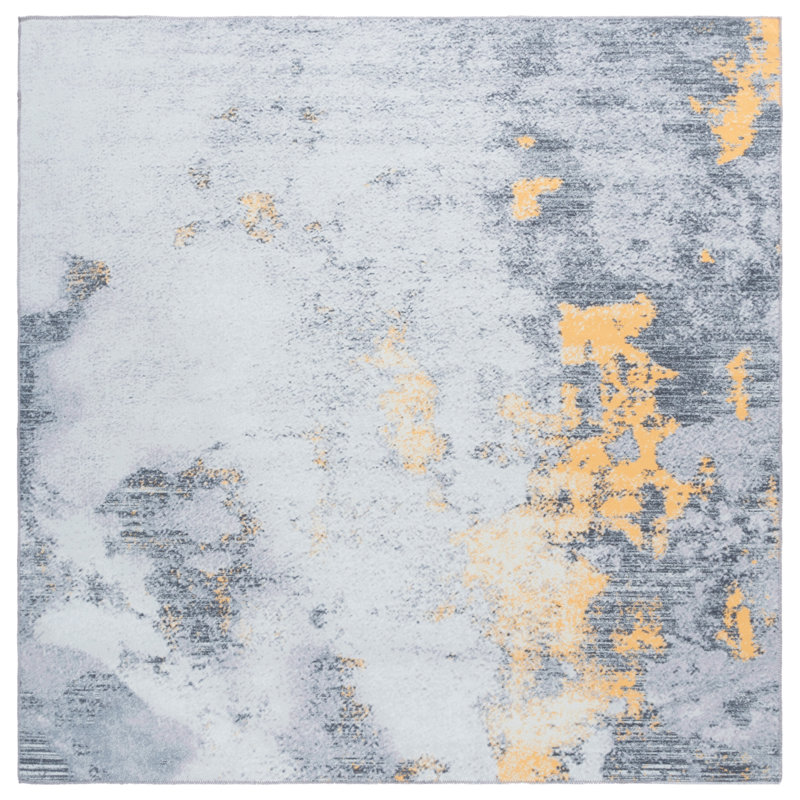 Tapis gris / doré Bennita 803, Carré 6 pi