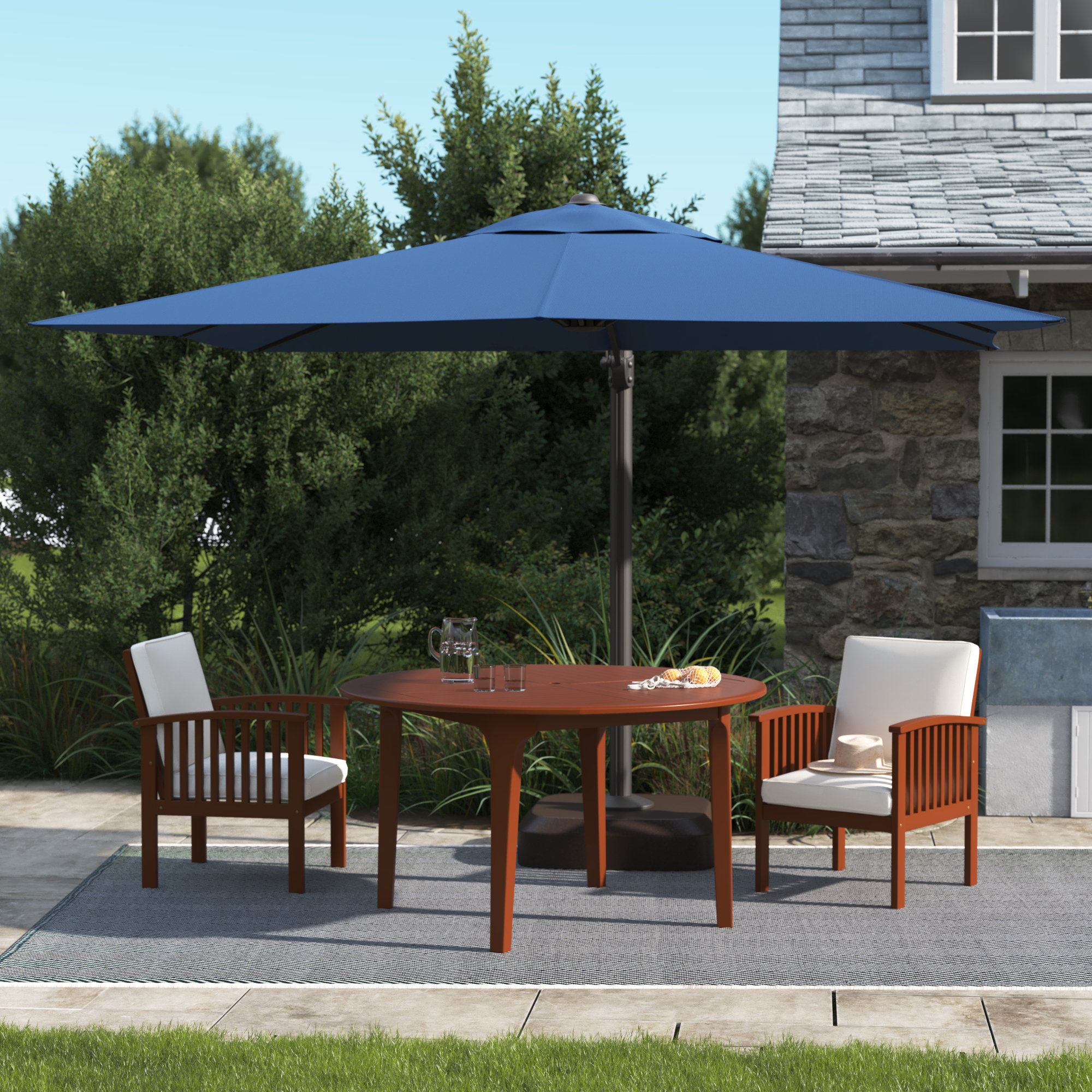Tredyn 120'' Sunbrella® Cantilever Outdoor Umbrella, Blue