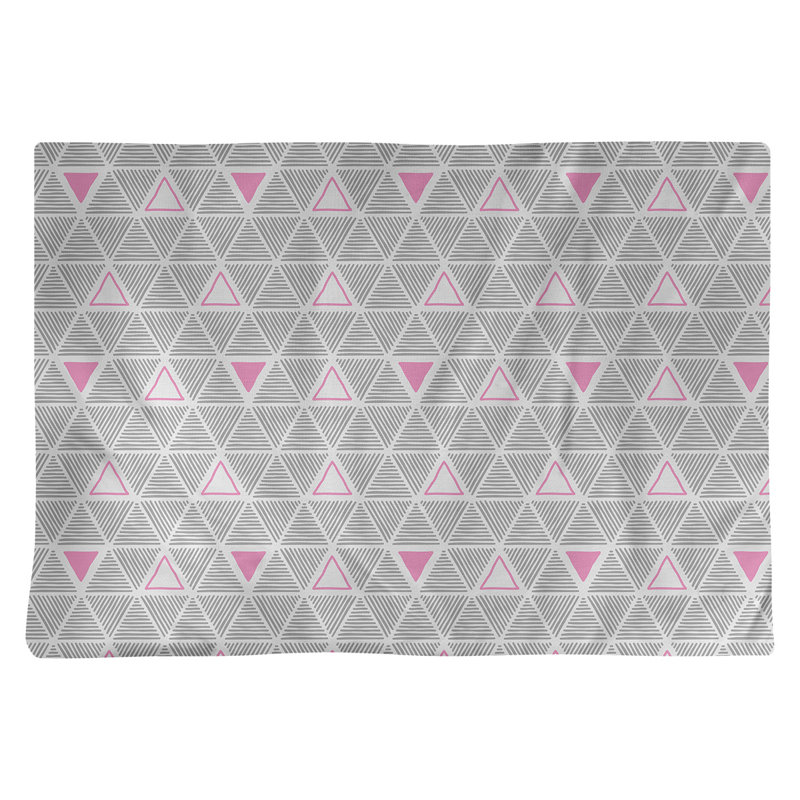 Napperon de 18 po en coton dessiné à la main triangle, Gris / Rose, polyester
