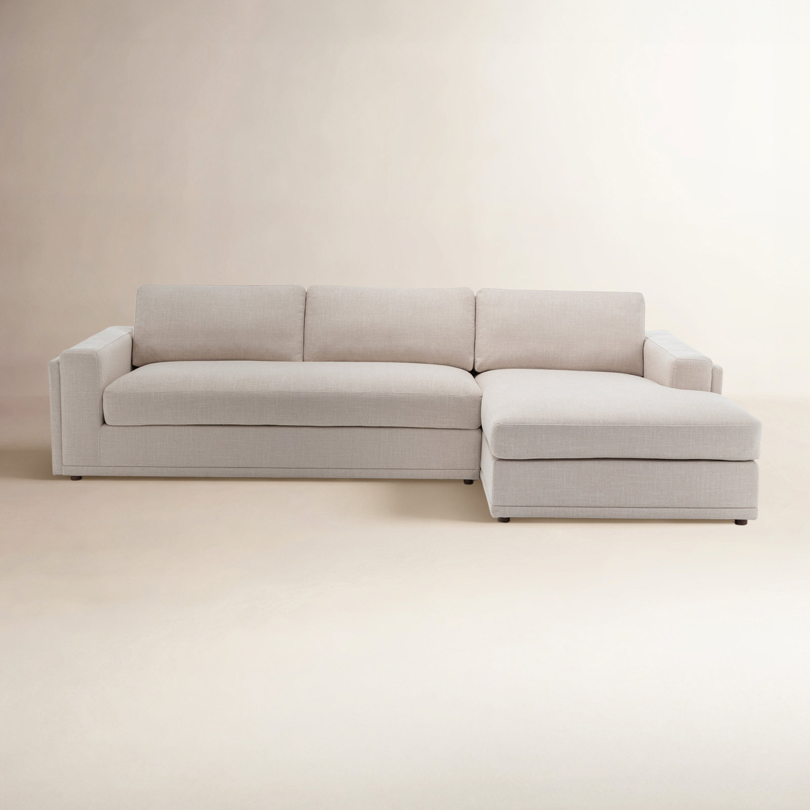 Essex Sofa and Chaise, Beige Cotton Blend, Right Hand Facing