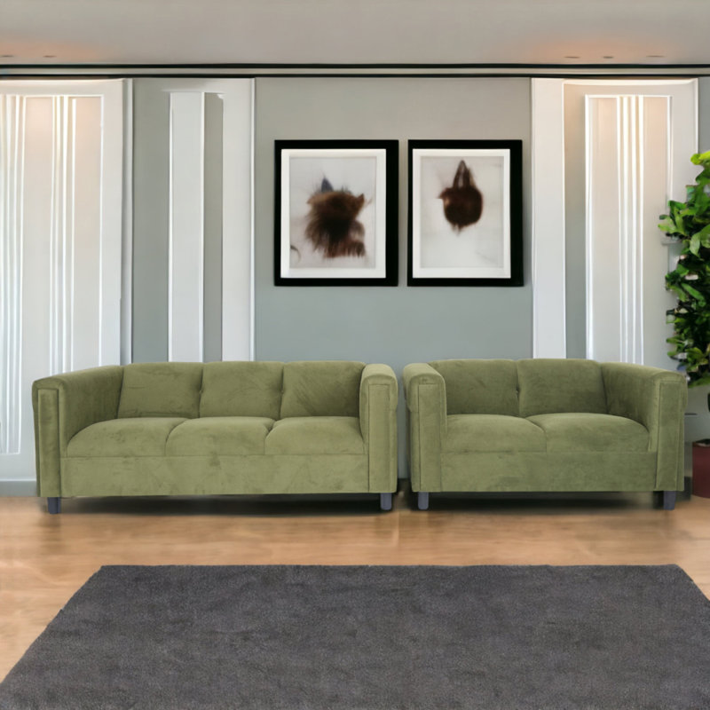 Ensemble de causeuse et canapé Modern Suede, Vert