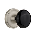 Black Porcelain Interior Mortise Door Knob with Classic Rosette