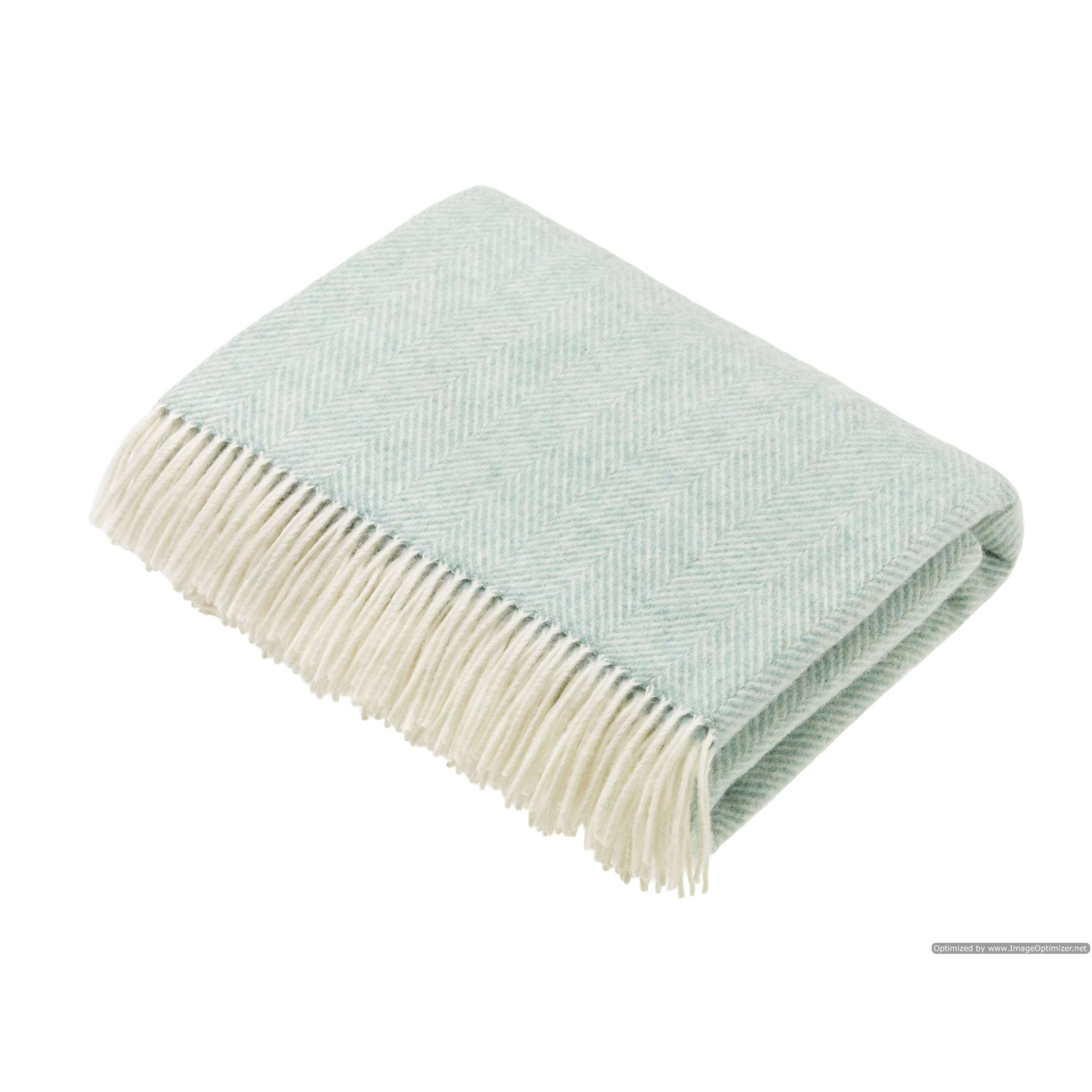 Merino Lambswool Throw/Blankets Hand Woven Blanket, Green Herringbone