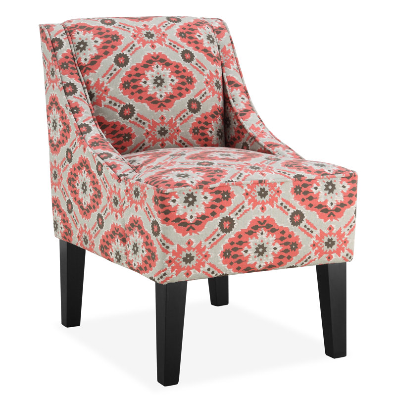 fauteuil de chambre à treillis Deasia, Charbon / ikat gris