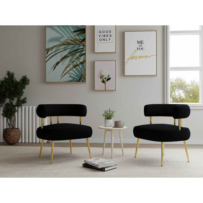 Maybrie Upholstered Armchair, Black Polyester Blend