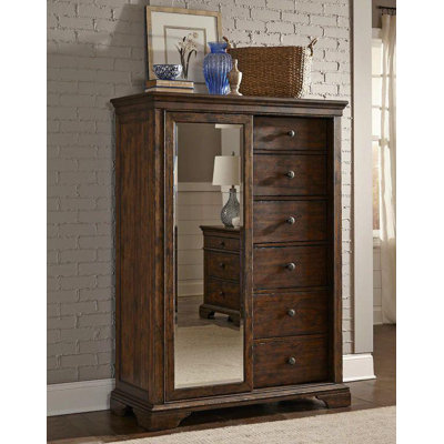 Trisha Yearwood Home Tulsa Door Chest (sliding mirror, 6 drawers, 3 shelves)