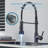 LED Light Kitchen Faucet with Pull Down Sprayer Industrial Single Handle Faucet for Farmhouse Camper Laundry Utility Rv Wet Bar Sinks-93608733