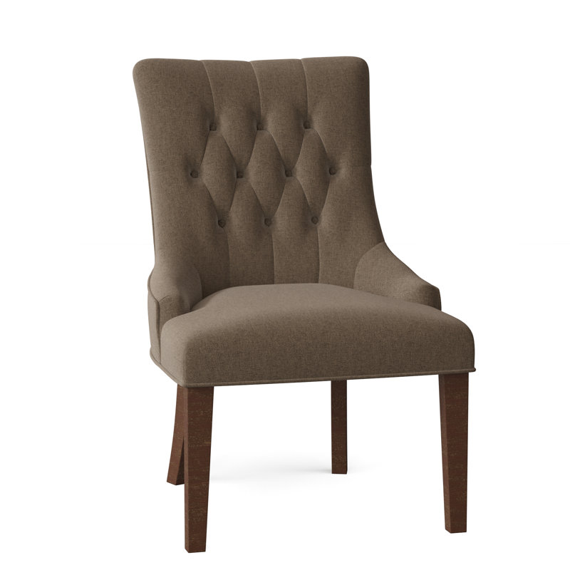 Chaise avec accoudoirs capitonnée Clancy, Albâtre 3157, Noisette