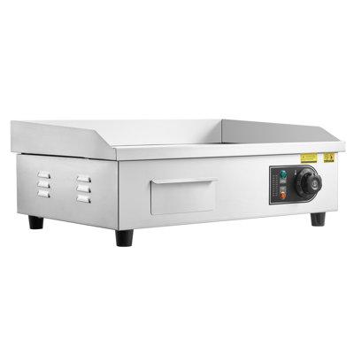 Commercial Electric Griddle 21.06X11.81 Inch 1750W 122 - 570F Temp Control Stainless Steel For Steak With 2 Brushes Adjustable And Spatulas Oil Tray