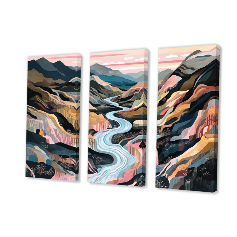 «Vibrant Mountain Landscape II», reproduction sur toile 3 pièces, H 32 po x l 48 po x P 1 po